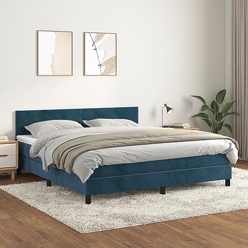 Massbinet Boxspringbett mit Matratze Dunkelblau 180x200 cm Samt Hochwertige Matratzen Matratzen mit Sprungfedern Massbinet Boxspringbett mit Matratze Dunkelblau 180x200 cm Samt Hochwertige Matratzen Matratzen mit Sprungfedern von Massbinet