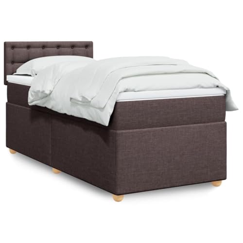 Massbinet Boxspringbett mit Matratze Dunkelbraun 100x200 cm Stoff Modernisiertes Jugendbett mit weicher Matratzen von Massbinet