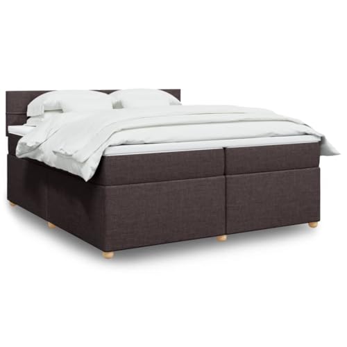 Massbinet Boxspringbett mit Matratze Dunkelbraun 200x200 cm Stoff Modernisierte Federkernbetten Strapazierfähige Matratzen von Massbinet