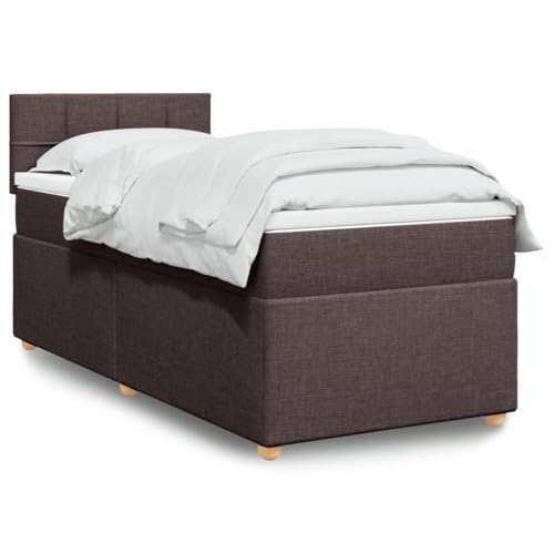 Massbinet Boxspringbett mit Matratze Dunkelbraun 90x200 cm Stoff Polsterbett mit einzelnen Taschenfedern Komfort von Massbinet
