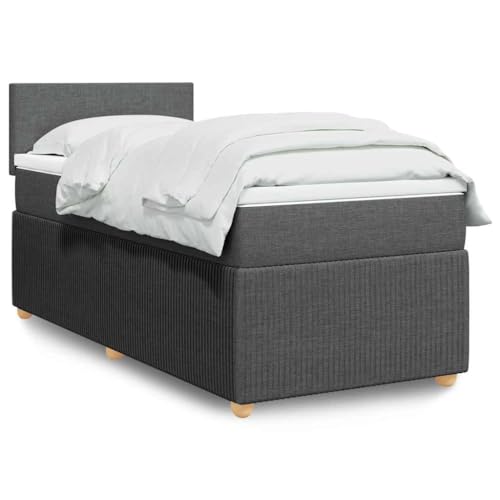 Massbinet Boxspringbett mit Matratze Dunkelgrau 100x200 cm Stoff Doppelbettgestell Bettgestell mit Matratze Holzklbett Ladestation Verstellbares Gepolstertes Kopfteil Massbinet Boxspringbett mit Matratze Dunkelgrau 100x200 cm Stoff Doppelbettgestell Bettgestell mit Matratze Holzklbett Ladestation Verstellbares Gepolstertes Kopfteil von Massbinet