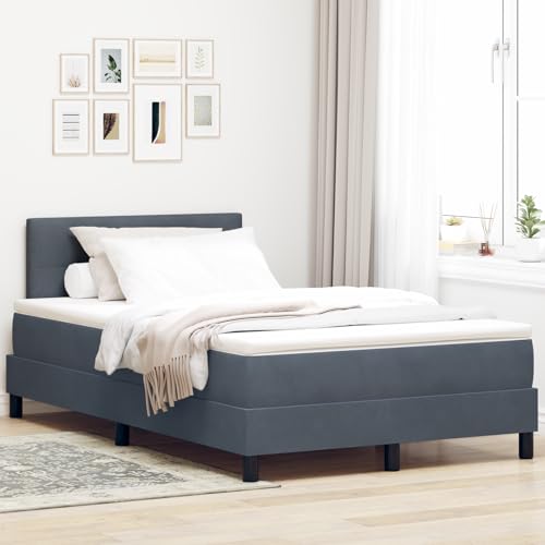 Massbinet Boxspringbett mit Matratze Dunkelgrau 120x200 cm Samt Hochwertige Matratzen Matratzen mit Sprungfedern Massbinet Boxspringbett mit Matratze Dunkelgrau 120x200 cm Samt Hochwertige Matratzen Matratzen mit Sprungfedern von Massbinet