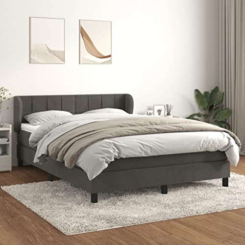 Massbinet Boxspringbett mit Matratze Dunkelgrau 140x190 cm Samt Polsterbett Doppelbett mit Höhenverstellbarem Kopfteil Jugendbett Massbinet Boxspringbett mit Matratze Dunkelgrau 140x190 cm Samt Polsterbett Doppelbett mit Höhenverstellbarem Kopfteil Jugendbett von Massbinet