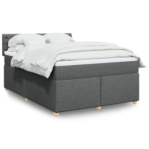Massbinet Boxspringbett mit Matratze Dunkelgrau 140x190 cm Stoff Modernisierte Federkernbetten Strapazierfähige Matratzen von Massbinet