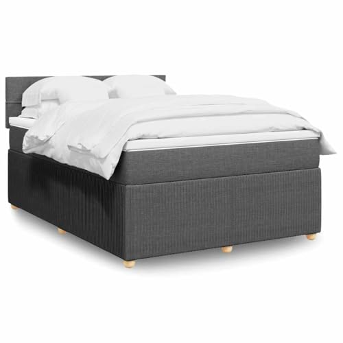 Massbinet Boxspringbett mit Matratze Dunkelgrau 140x200 cm Stoff Doppelbettgestell Bettgestell mit Matratze Holzklbett Ladestation Verstellbares Gepolstertes Kopfteil Massbinet Boxspringbett mit Matratze Dunkelgrau 140x200 cm Stoff Doppelbettgestell Bettgestell mit Matratze Holzklbett Ladestation Verstellbares Gepolstertes Kopfteil von Massbinet