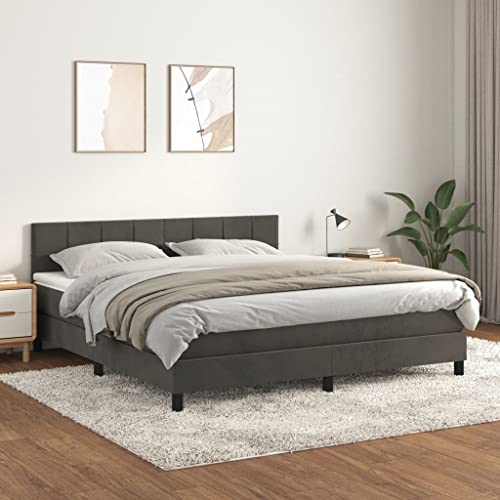 Massbinet Boxspringbett mit Matratze Dunkelgrau 160x200 cm Samt Hochwertige Matratzen Matratzen mit Sprungfedern Massbinet Boxspringbett mit Matratze Dunkelgrau 160x200 cm Samt Hochwertige Matratzen Matratzen mit Sprungfedern von Massbinet
