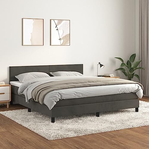 Massbinet Boxspringbett mit Matratze Dunkelgrau 180x200 cm Samt Hochwertige Matratzen Matratzen mit Sprungfedern Massbinet Boxspringbett mit Matratze Dunkelgrau 180x200 cm Samt Hochwertige Matratzen Matratzen mit Sprungfedern von Massbinet