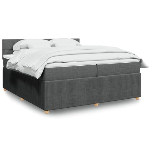 Massbinet Boxspringbett mit Matratze Dunkelgrau 200x200 cm Stoff Doppelbettgestell Bettgestell mit Matratze Holzklbett Ladestation Verstellbares Gepolstertes Kopfteil Massbinet Boxspringbett mit Matratze Dunkelgrau 200x200 cm Stoff Doppelbettgestell Bettgestell mit Matratze Holzklbett Ladestation Verstellbares Gepolstertes Kopfteil von Massbinet