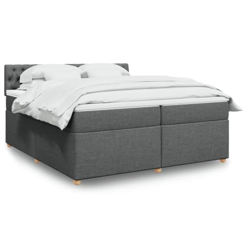 Massbinet Boxspringbett mit Matratze Dunkelgrau 200x200 cm Stoff Modernisierte Federkernbetten Weiche Matratzen von Massbinet