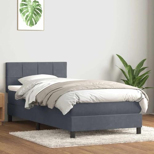 Massbinet Boxspringbett mit Matratze Dunkelgrau 80x210 cm Samt Hochwertige Matratzen Matratzen mit Sprungfedern Massbinet Boxspringbett mit Matratze Dunkelgrau 80x210 cm Samt Hochwertige Matratzen Matratzen mit Sprungfedern von Massbinet