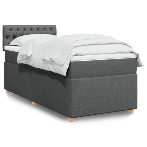 Massbinet Boxspringbett mit Matratze Dunkelgrau 90x190 cm Stoff Junior-Federbetten mit langlebigen Atmungsaktiven von Massbinet