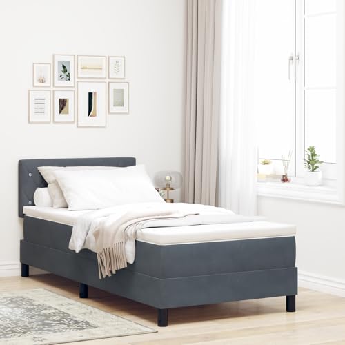Massbinet Boxspringbett mit Matratze Dunkelgrau 90x200 cm Samt Hochwertige Matratzen Matratzen mit Sprungfedern Massbinet Boxspringbett mit Matratze Dunkelgrau 90x200 cm Samt Hochwertige Matratzen Matratzen mit Sprungfedern von Massbinet