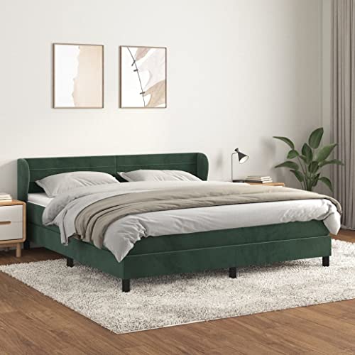 Massbinet Boxspringbett mit Matratze Dunkelgrün 160x200 cm Moderne Jugendbett Gepolstert für Schlafzimmer Gästezimmer von Massbinet