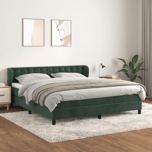 Massbinet Boxspringbett mit Matratze Dunkelgrün 180x200 cm Samt Polsterbett Doppelbett mit Höhenverstellbarem Kopfteil Jugendbett von Massbinet
