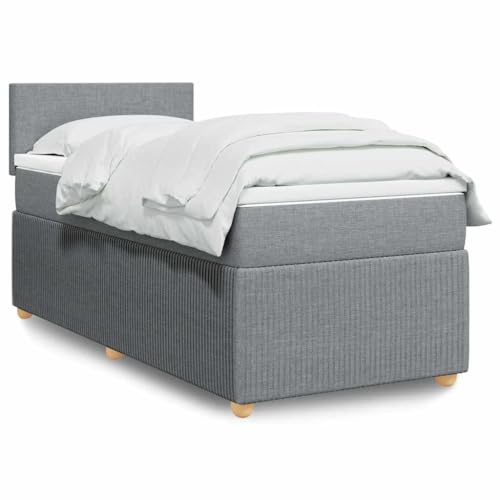 Massbinet Boxspringbett mit Matratze Hellgrau 100x200 cm Stoff Doppelbettgestell Bettgestell mit Matratze Holzklbett Ladestation Verstellbares Gepolstertes Kopfteil Massbinet Boxspringbett mit Matratze Hellgrau 100x200 cm Stoff Doppelbettgestell Bettgestell mit Matratze Holzklbett Ladestation Verstellbares Gepolstertes Kopfteil von Massbinet