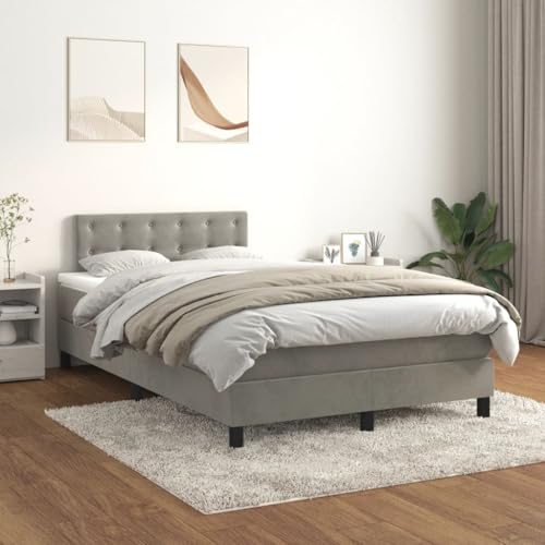 Massbinet Boxspringbett mit Matratze Hellgrau 120x200 cm Samt Hochwertige Matratzen Matratzen mit Sprungfedern Massbinet Boxspringbett mit Matratze Hellgrau 120x200 cm Samt Hochwertige Matratzen Matratzen mit Sprungfedern von Massbinet