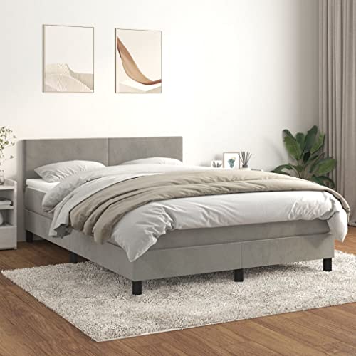 Massbinet Boxspringbett mit Matratze Hellgrau 140x190 cm Samt Hochwertige Matratzen Matratzen mit Sprungfedern Massbinet Boxspringbett mit Matratze Hellgrau 140x190 cm Samt Hochwertige Matratzen Matratzen mit Sprungfedern von Massbinet