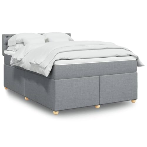 Massbinet Boxspringbett mit Matratze Hellgrau 140x200 cm Komfort-Federbettrahmen mit Lattenrost Softness-Stoff von Massbinet