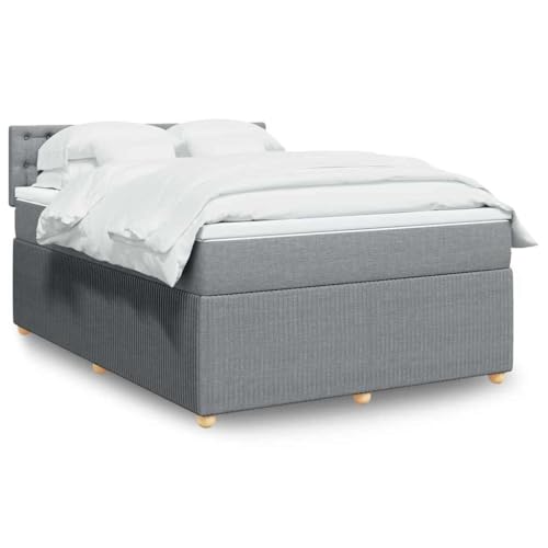 Massbinet Boxspringbett mit Matratze Hellgrau 140x200 cm Stoff Doppelbettgestell Bettgestell mit Matratze Holzklbett Ladestation Verstellbares Gepolstertes Kopfteil Massbinet Boxspringbett mit Matratze Hellgrau 140x200 cm Stoff Doppelbettgestell Bettgestell mit Matratze Holzklbett Ladestation Verstellbares Gepolstertes Kopfteil von Massbinet