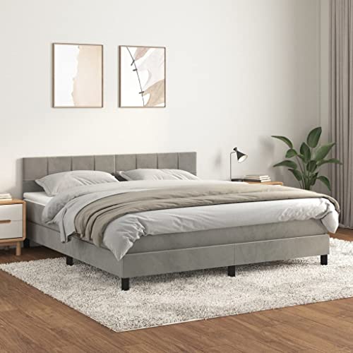 Massbinet Boxspringbett mit Matratze Hellgrau 160x200 cm Samt Hochwertige Matratzen Matratzen mit Sprungfedern Massbinet Boxspringbett mit Matratze Hellgrau 160x200 cm Samt Hochwertige Matratzen Matratzen mit Sprungfedern von Massbinet