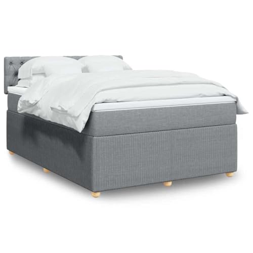 Massbinet Boxspringbett mit Matratze Hellgrau 160x200 cm Stoff Doppelbettgestell Bettgestell mit Matratze Holzklbett Ladestation Verstellbares Gepolstertes Kopfteil Massbinet Boxspringbett mit Matratze Hellgrau 160x200 cm Stoff Doppelbettgestell Bettgestell mit Matratze Holzklbett Ladestation Verstellbares Gepolstertes Kopfteil von Massbinet