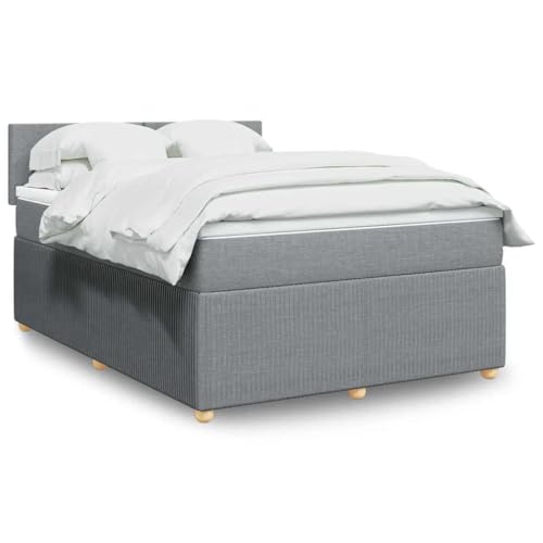 Massbinet Boxspringbett mit Matratze Hellgrau 160x200 cm Stoff Doppelbettgestell Bettgestell mit Matratze Holzklbett Ladestation Verstellbares Gepolstertes Kopfteil Massbinet Boxspringbett mit Matratze Hellgrau 160x200 cm Stoff Doppelbettgestell Bettgestell mit Matratze Holzklbett Ladestation Verstellbares Gepolstertes Kopfteil von Massbinet