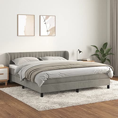 Massbinet Boxspringbett mit Matratze Hellgrau 180x200 cm Samt Polsterbett Doppelbett Stoffbett Bettgestell Gepolstertes Massbinet Boxspringbett mit Matratze Hellgrau 180x200 cm Samt Polsterbett Doppelbett Stoffbett Bettgestell Gepolstertes von Massbinet