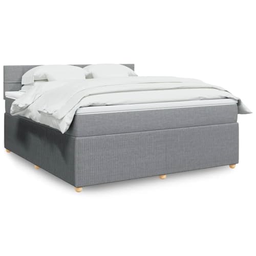 Massbinet Boxspringbett mit Matratze Hellgrau 180x200 cm Stoff Doppelbettgestell Bettgestell mit Matratze Holzklbett Ladestation Verstellbares Gepolstertes Kopfteil Massbinet Boxspringbett mit Matratze Hellgrau 180x200 cm Stoff Doppelbettgestell Bettgestell mit Matratze Holzklbett Ladestation Verstellbares Gepolstertes Kopfteil von Massbinet