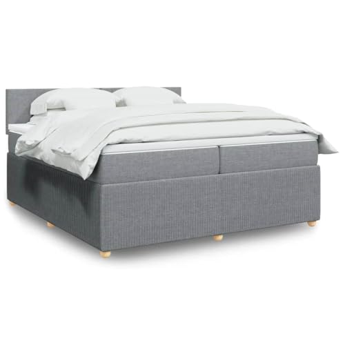 Massbinet Boxspringbett mit Matratze Hellgrau 200x200 cm Stoff Doppelbettgestell Bettgestell mit Matratze Holzklbett Ladestation Verstellbares Gepolstertes Kopfteil Massbinet Boxspringbett mit Matratze Hellgrau 200x200 cm Stoff Doppelbettgestell Bettgestell mit Matratze Holzklbett Ladestation Verstellbares Gepolstertes Kopfteil von Massbinet