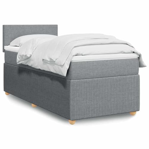 Massbinet Boxspringbett mit Matratze Hellgrau 90x200 cm Stoff Doppelbettgestell Bettgestell mit Matratze Holzklbett Ladestation Verstellbares Gepolstertes Kopfteil Massbinet Boxspringbett mit Matratze Hellgrau 90x200 cm Stoff Doppelbettgestell Bettgestell mit Matratze Holzklbett Ladestation Verstellbares Gepolstertes Kopfteil von Massbinet
