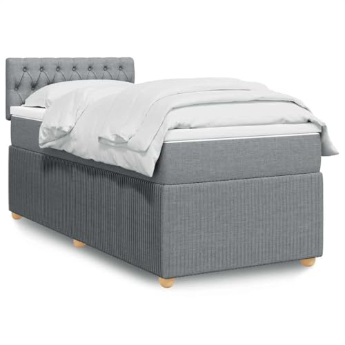 Massbinet Boxspringbett mit Matratze Hellgrau 90x200 cm Stoff Doppelbettgestell Bettgestell mit Matratze Holzklbett Ladestation Verstellbares Gepolstertes Massbinet Boxspringbett mit Matratze Hellgrau 90x200 cm Stoff Doppelbettgestell Bettgestell mit Matratze Holzklbett Ladestation Verstellbares Gepolstertes von Massbinet
