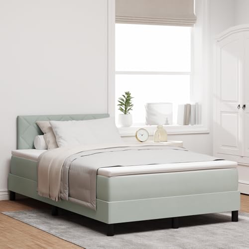 Massbinet Boxspringbett mit Matratze Hellgrau Samt Hochwertige Matratzen Matratzen mit Sprungfedern Massbinet Boxspringbett mit Matratze Hellgrau Samt Hochwertige Matratzen Matratzen mit Sprungfedern von Massbinet