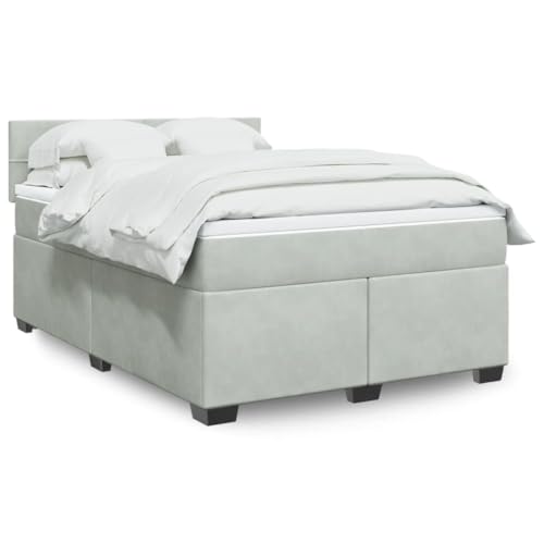Massbinet Boxspringbett mit Matratze Moderen Polsterbet Doppelbett Stauraumbett Rückenlehne Bettgestell Lattenrost aus Holz Hellgrau 140x200 cm Samt Massbinet Boxspringbett mit Matratze Moderen Polsterbet Doppelbett Stauraumbett Rückenlehne Bettgestell Lattenrost aus Holz Hellgrau 140x200 cm Samt von Massbinet
