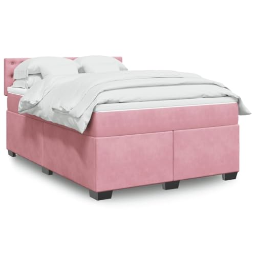 Massbinet Boxspringbett mit Matratze Moderen Polsterbet Doppelbett Stauraumbett Rückenlehne Bettgestell Lattenrost aus Holz Rosa 140x190 cm Samt Massbinet Boxspringbett mit Matratze Moderen Polsterbet Doppelbett Stauraumbett Rückenlehne Bettgestell Lattenrost aus Holz Rosa 140x190 cm Samt von Massbinet