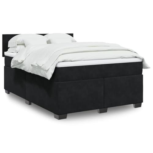 Massbinet Boxspringbett mit Matratze Moderen Polsterbet Doppelbett Stauraumbett Rückenlehne Bettgestell Lattenrost aus Holz Schwarz 140x200 cm Samt Massbinet Boxspringbett mit Matratze Moderen Polsterbet Doppelbett Stauraumbett Rückenlehne Bettgestell Lattenrost aus Holz Schwarz 140x200 cm Samt von Massbinet