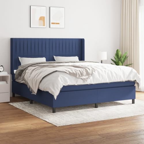 Massbinet Boxspringbett mit Matratze Moderne Polsterbett mit Fußteil und Topper Doppelbett Bett Betten Bettgestell für Schlafzimmer Blau 180x200 cm Stoff Massbinet Boxspringbett mit Matratze Moderne Polsterbett mit Fußteil und Topper Doppelbett Bett Betten Bettgestell für Schlafzimmer Blau 180x200 cm Stoff von Massbinet