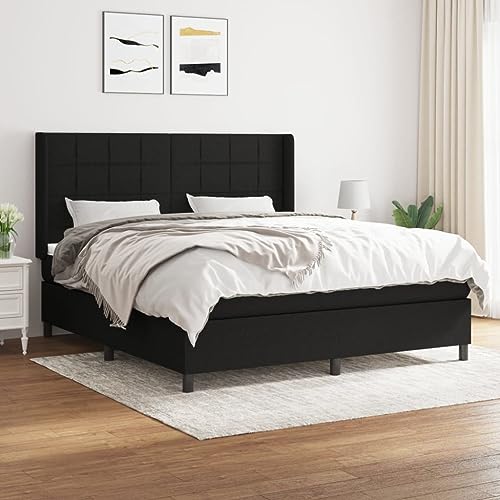 Massbinet Boxspringbett mit Matratze Moderne Polsterbett mit Fußteil und Topper Doppelbett Bett Betten Bettgestell für Schlafzimmer Schwarz 160x200 cm Stoff Massbinet Boxspringbett mit Matratze Moderne Polsterbett mit Fußteil und Topper Doppelbett Bett Betten Bettgestell für Schlafzimmer Schwarz 160x200 cm Stoff von Massbinet