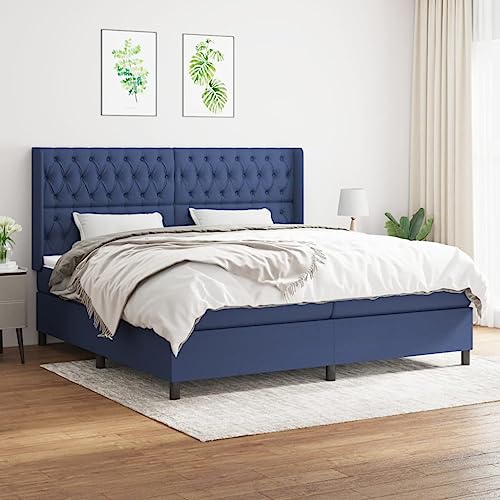 Massbinet Boxspringbett mit Matratze Modisch Doppelbett mit Topper Polsterbett Freistehendes Bett Bettgestell für Schlafzimmer Blau 200x200 cm Stoff Massbinet Boxspringbett mit Matratze Modisch Doppelbett mit Topper Polsterbett Freistehendes Bett Bettgestell für Schlafzimmer Blau 200x200 cm Stoff von Massbinet