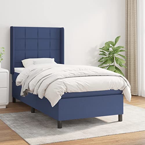 Massbinet Boxspringbett mit Matratze Modisch Doppelbett mit Topper Polsterbett Freistehendes Bett Bettgestell für Schlafzimmer Blau 90x200 cm Stoff Massbinet Boxspringbett mit Matratze Modisch Doppelbett mit Topper Polsterbett Freistehendes Bett Bettgestell für Schlafzimmer Blau 90x200 cm Stoff von Massbinet