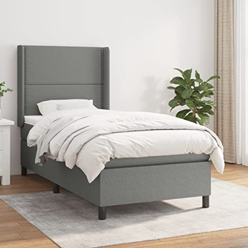Massbinet Boxspringbett mit Matratze Modisch Doppelbett mit Topper Polsterbett Freistehendes Bett Bettgestell für Schlafzimmer Dunkelgrau 100x200 cm Stoff Massbinet Boxspringbett mit Matratze Modisch Doppelbett mit Topper Polsterbett Freistehendes Bett Bettgestell für Schlafzimmer Dunkelgrau 100x200 cm Stoff von Massbinet