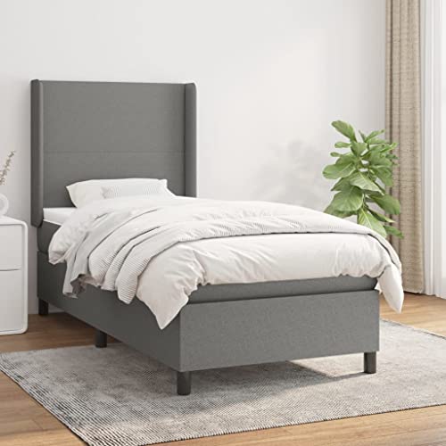 Massbinet Boxspringbett mit Matratze Modisch Doppelbett mit Topper Polsterbett Freistehendes Bett Bettgestell für Schlafzimmer Dunkelgrau 90x200 cm Stoff Massbinet Boxspringbett mit Matratze Modisch Doppelbett mit Topper Polsterbett Freistehendes Bett Bettgestell für Schlafzimmer Dunkelgrau 90x200 cm Stoff von Massbinet