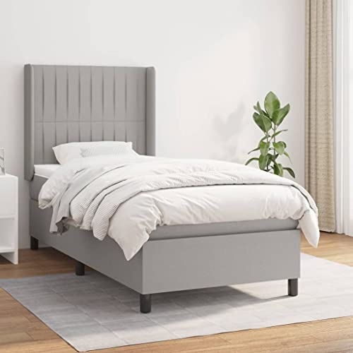 Massbinet Boxspringbett mit Matratze Modisch Doppelbett mit Topper Polsterbett Freistehendes Bett Bettgestell für Schlafzimmer Hellgrau 100x200 cm Stoff Massbinet Boxspringbett mit Matratze Modisch Doppelbett mit Topper Polsterbett Freistehendes Bett Bettgestell für Schlafzimmer Hellgrau 100x200 cm Stoff von Massbinet