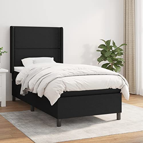 Massbinet Boxspringbett mit Matratze Modisch Doppelbett mit Topper Polsterbett Freistehendes Bett Bettgestell für Schlafzimmer Schwarz 100x200 cm Stoff Massbinet Boxspringbett mit Matratze Modisch Doppelbett mit Topper Polsterbett Freistehendes Bett Bettgestell für Schlafzimmer Schwarz 100x200 cm Stoff von Massbinet