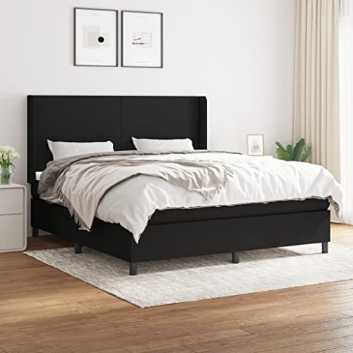 Massbinet Boxspringbett mit Matratze Modisch Doppelbett mit Topper Polsterbett Freistehendes Bett Bettgestell für Schlafzimmer Schwarz 160x200 cm Stoff Massbinet Boxspringbett mit Matratze Modisch Doppelbett mit Topper Polsterbett Freistehendes Bett Bettgestell für Schlafzimmer Schwarz 160x200 cm Stoff von Massbinet