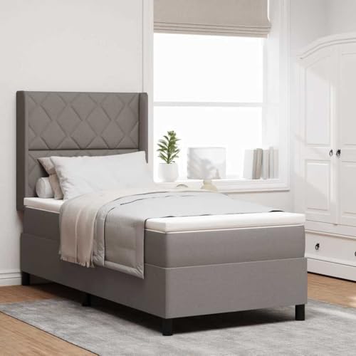 Massbinet Boxspringbett mit Matratze Modisch Doppelbett mit Topper Polsterbett Freistehendes Bett Bettgestell für Schlafzimmer Taupe 100 x 200 cm Stoff Massbinet Boxspringbett mit Matratze Modisch Doppelbett mit Topper Polsterbett Freistehendes Bett Bettgestell für Schlafzimmer Taupe 100 x 200 cm Stoff von Massbinet