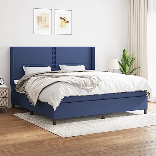 Massbinet Boxspringbett mit Matratze Modisch Polsterbett Moderne Doppelbett und Großer Kopfteil Bettgestell mit Lattenrost Blau 200x200 cm Stoff Massbinet Boxspringbett mit Matratze Modisch Polsterbett Moderne Doppelbett und Großer Kopfteil Bettgestell mit Lattenrost Blau 200x200 cm Stoff von Massbinet