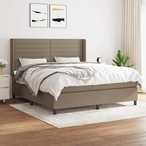 Massbinet Boxspringbett mit Matratze Modisch Polsterbett Moderne Doppelbett und Großer Kopfteil Bettgestell mit Lattenrost Taupe 160x200 cm Stoff Massbinet Boxspringbett mit Matratze Modisch Polsterbett Moderne Doppelbett und Großer Kopfteil Bettgestell mit Lattenrost Taupe 160x200 cm Stoff von Massbinet