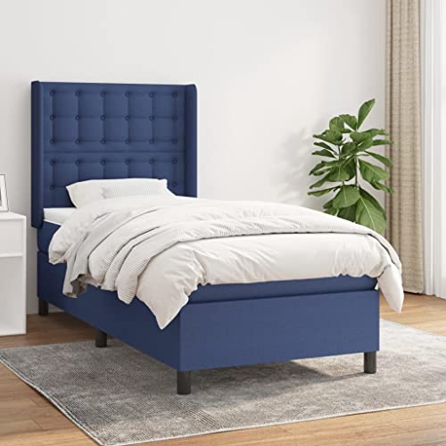 Massbinet Boxspringbett mit Matratze Modisch Polsterbett mit Matratzentopper Einzelbett Topper Federmatratze Bett für Schlafzimmer Blau 100x200 cm Stoff Massbinet Boxspringbett mit Matratze Modisch Polsterbett mit Matratzentopper Einzelbett Topper Federmatratze Bett für Schlafzimmer Blau 100x200 cm Stoff von Massbinet