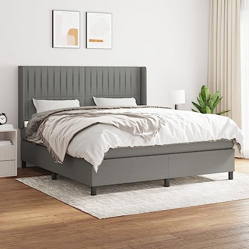 Massbinet Boxspringbett mit Matratze Modisch Polsterbett mit Matratzentopper Einzelbett Topper Federmatratze Bett für Schlafzimmer Dunkelgrau 180x200 cm Stoff Massbinet Boxspringbett mit Matratze Modisch Polsterbett mit Matratzentopper Einzelbett Topper Federmatratze Bett für Schlafzimmer Dunkelgrau 180x200 cm Stoff von Massbinet