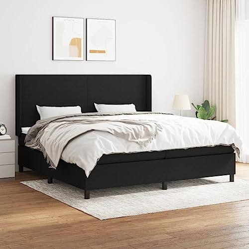 Massbinet Boxspringbett mit Matratze Modisch Polsterbett mit Matratzentopper Einzelbett Topper Federmatratze Bett für Schlafzimmer Schwarz 200x200 cm Stoff Massbinet Boxspringbett mit Matratze Modisch Polsterbett mit Matratzentopper Einzelbett Topper Federmatratze Bett für Schlafzimmer Schwarz 200x200 cm Stoff von Massbinet